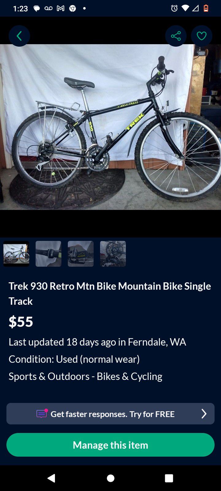 Trek 930 Retro Mountain Bike Single Track 