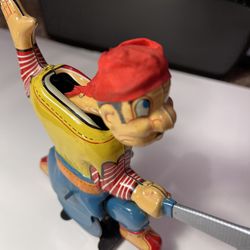 Antique vintage mechanical wind up tin toy pirate, Mikuni Japan