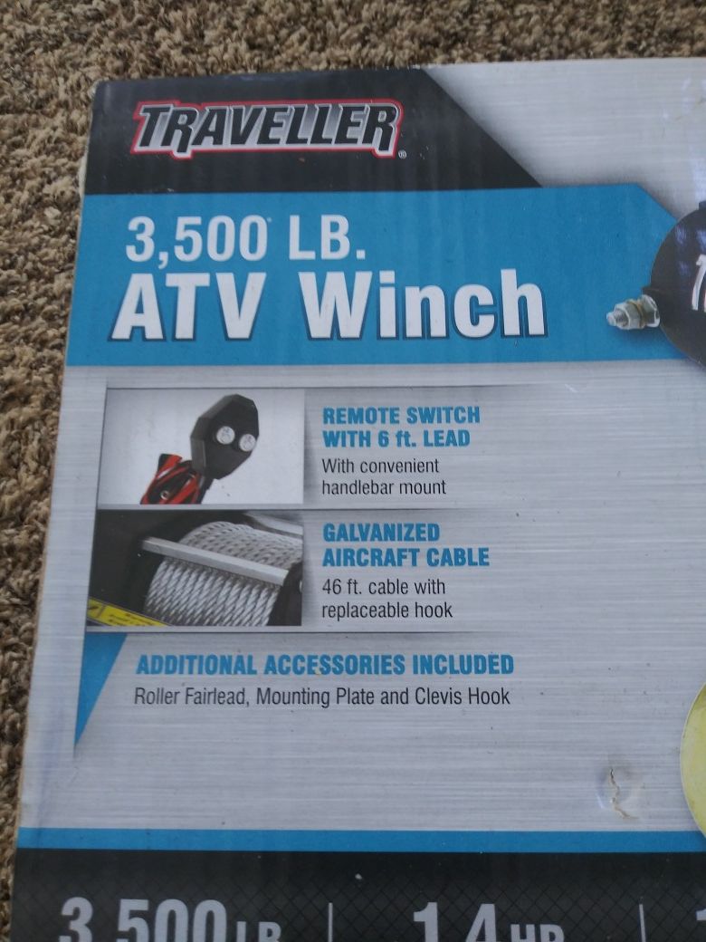 Traveller 12V ATV Electric Winch, 3,500 lb. Capacity for Sale in Austin