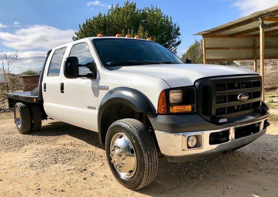 2007 Ford F450 Power Stroke XL 6.0L Turbo Diesel Super Duty Crew Cab 8FT Flat Bed 2WD 6 Speed!✍🏻✍🏻