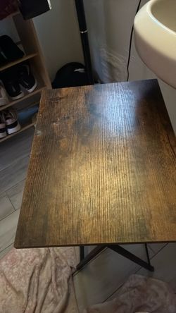Small Wood Top Side Table with Metal Legs