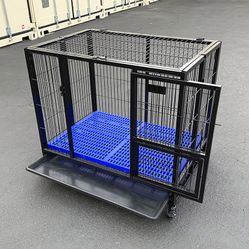 (New in Box) $150 Folding 37” Heavy Duty Dog Crate Cage Kennel, 37x25x33 inches