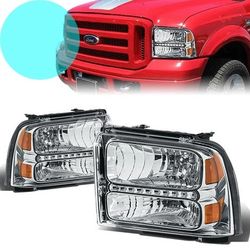 LED DRL Headlights 05-07 Ford F250 F350 F450 F550 Super Duty