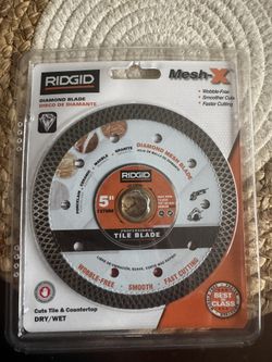 RIDGID DIAMOND BLADE DISCO DE DIAMANTE Mesh- • Wobble Free • Smoother Cuts • Faster Cutting MARBLE MAENOE SRANITO PORCELAIN PORaELANE CERAMIC CERAMICA