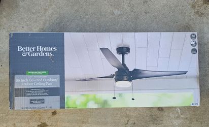 Better Homes & Gardens 56” Matte Black Indoor/Outdoor Ceiling Fan with Light New in Box