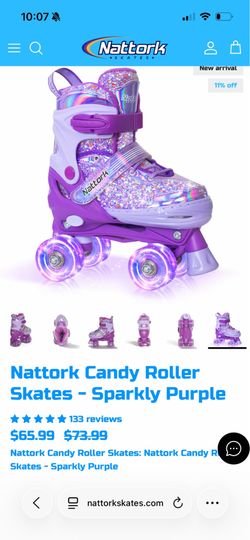 Nattork Candy Roller Skates Sparkly Purple