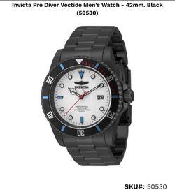 Invicta Pro Diver Vectide Men's Watch - 42mm. Black (50530)