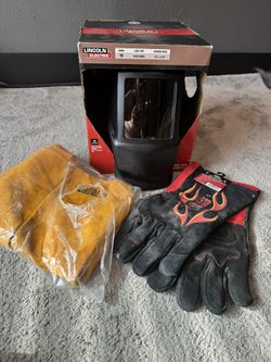 Brand New Welding Helmet, Gloves And Full Body Apron