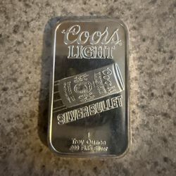 Vintage COORS LIGHT 1 Troy Oz Silver Bar