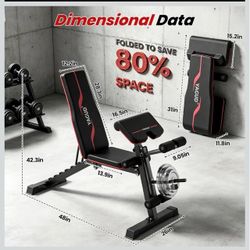 Weight Bench Press, Adjustable Workout Bench, Foldable Strength Bench