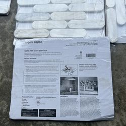  Angora Ellipse 12 in. x 12 in. Polished Marble Mesh-Mounted Mosaic Floor and Wall Tile 5 Pieces 