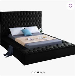 Upholstered king velvet bed with storage