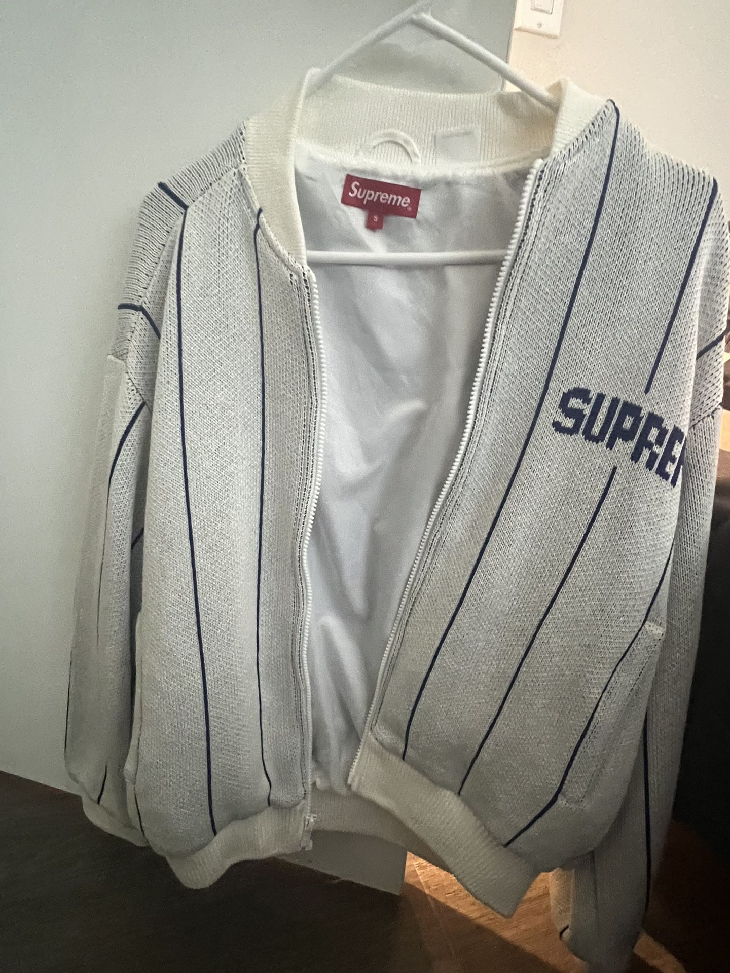 Supreme Pinstripe Varsity Jacket