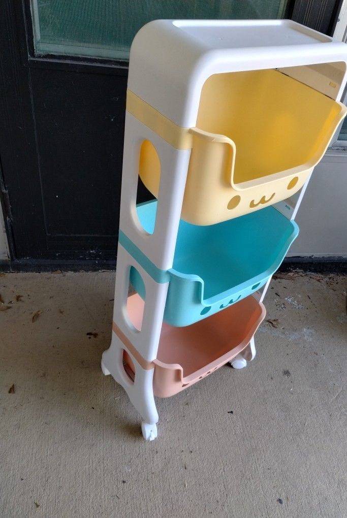 3 Tier Kids Storage Organizer Rolling Cart Shelf