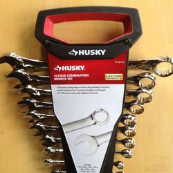 Husky 728 173 10-Piece Combination Wrench Set, SAE, 12pt Box End, Offset

