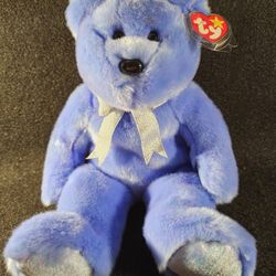 Original 1999 TY The Beanie Buddy CLUBBY II Blue Bear Mint With Tags & Protector