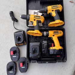 3 Brand New Dewalt Drills With 4 Batteries And 2 Chargers 