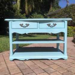 Vintage French Regency Console Table / Credenza / Hand Painted Shabby Chic 