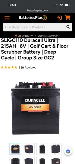 Duracell Ultra SLIGC110 6V 215Ah Golf Cart Battery