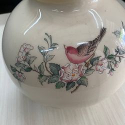 Lenox Serenade Fine China Large Globe Vase 7-1/2" H Floral Birds 24K Gold Trim