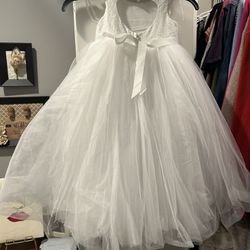 size 4 white white ball gown flower girl dress with heart cutout davids bridal