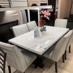 Beautiful Dining Set 6 Grey Chairs NEW