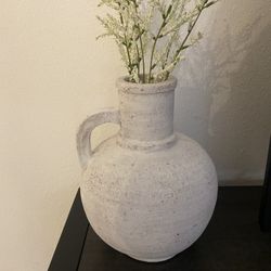 Terracota Rustic Vase In White