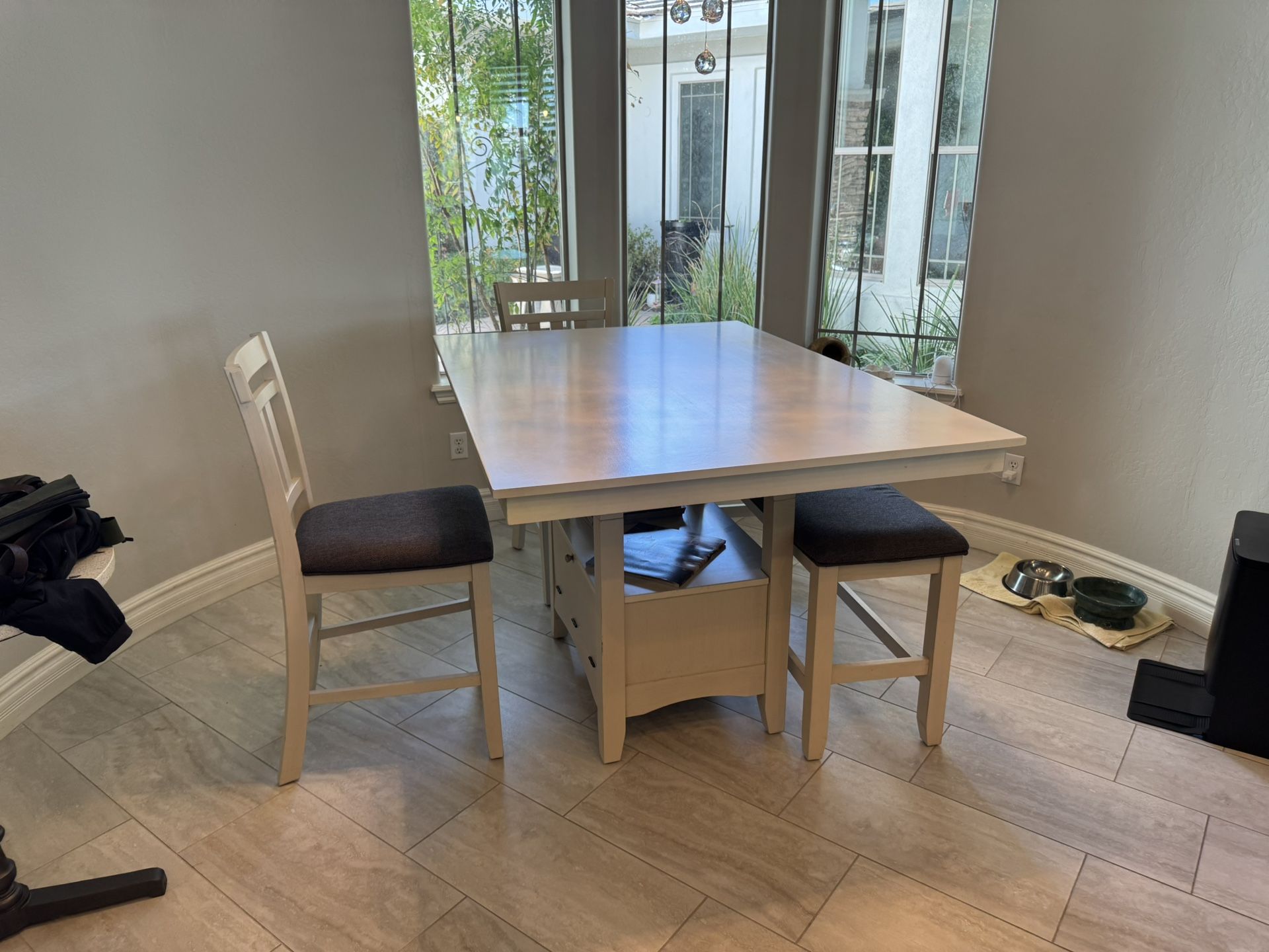 Counter Height Dining Table, 2 Chairs, 1 Bench