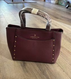 Londonsss Fog "Marcelle" Studded Satchel in the color Plum.