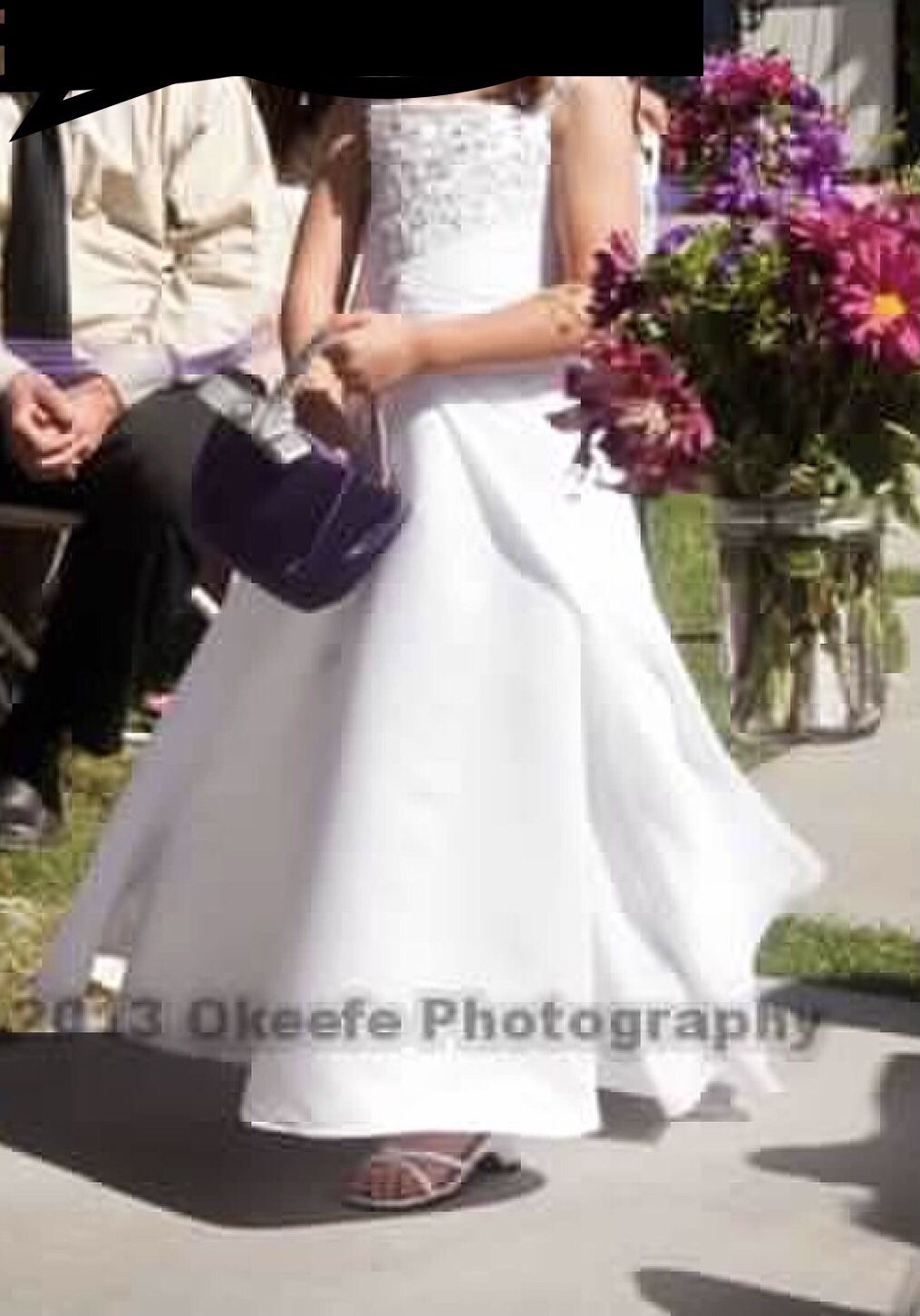 Satin flower girl dress with embroidery