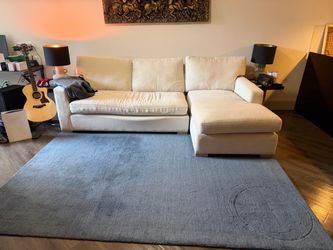 CRATE & BARREL White Sectional Sofa with Chaise Lounge