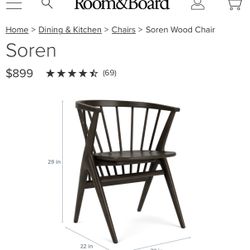 ROOM&BOARD Cherry-Wood  Chair( 4 Available ) Price For Each