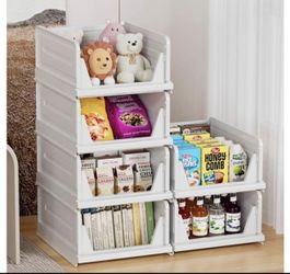  Pack Stackable Closet Storage Basket - Stackable Storage Bins, Multifunctional & Foldable Closet