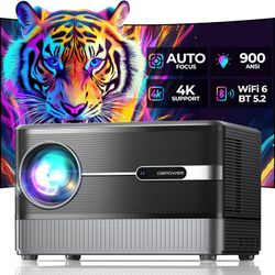 [Auto Focus/5" LCD] Outdoor Projector 4K with WiFi 6 and Bluetooth, DBPOWER 900 ANSI Native 1080P Portable Projector, Auto Keystone & Zoom, Sealed Eng