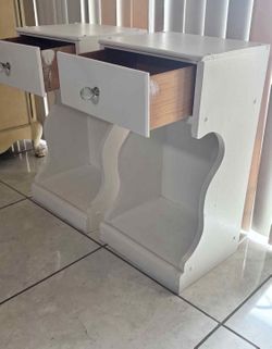 Pair Of White Nightstands 14”Lx11”Wx25”H