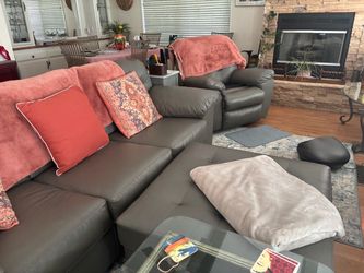 grey 3 piece leather sofa
