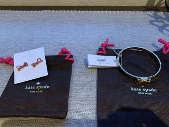 Kate Spade gold plated bow earrings and bangle. Great Christmas gift!