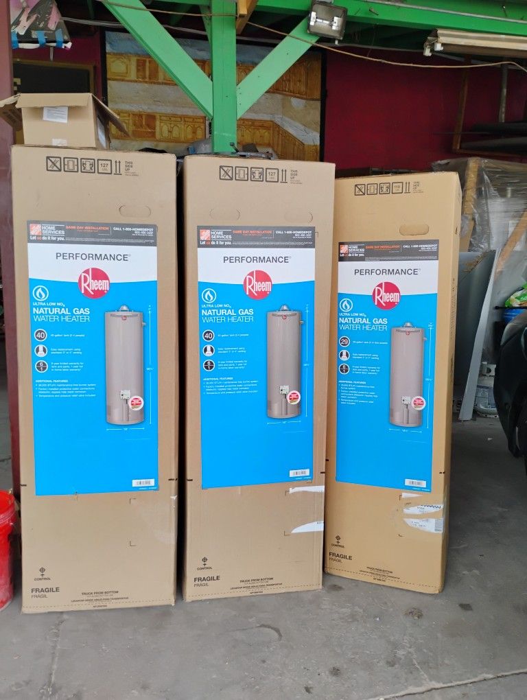 New Rheem Water Heater 30g, 40g and 50g