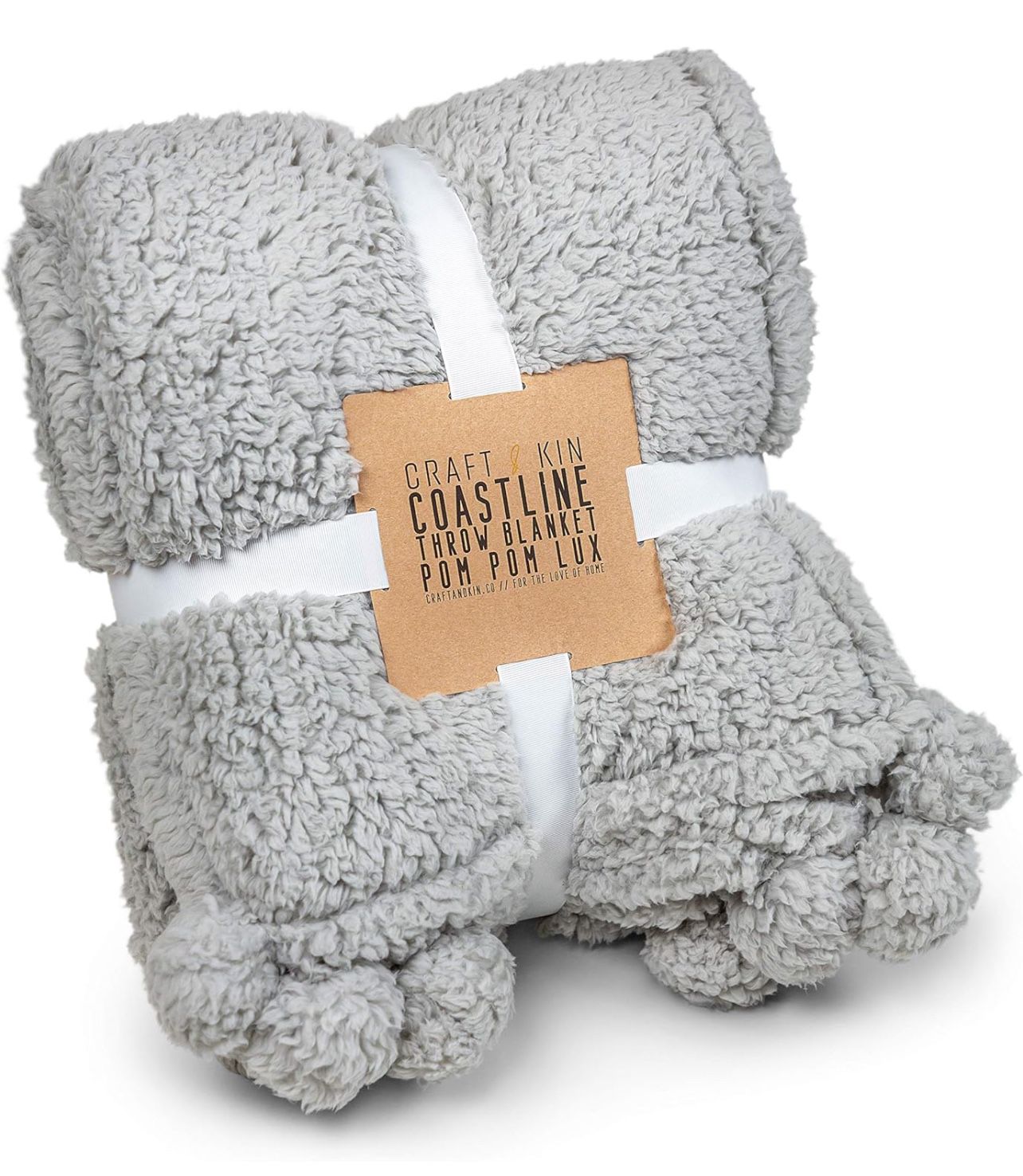 Premium Pom Pom Throw Blanket Grey Throw Blanket Plush Blanket Soft Throw