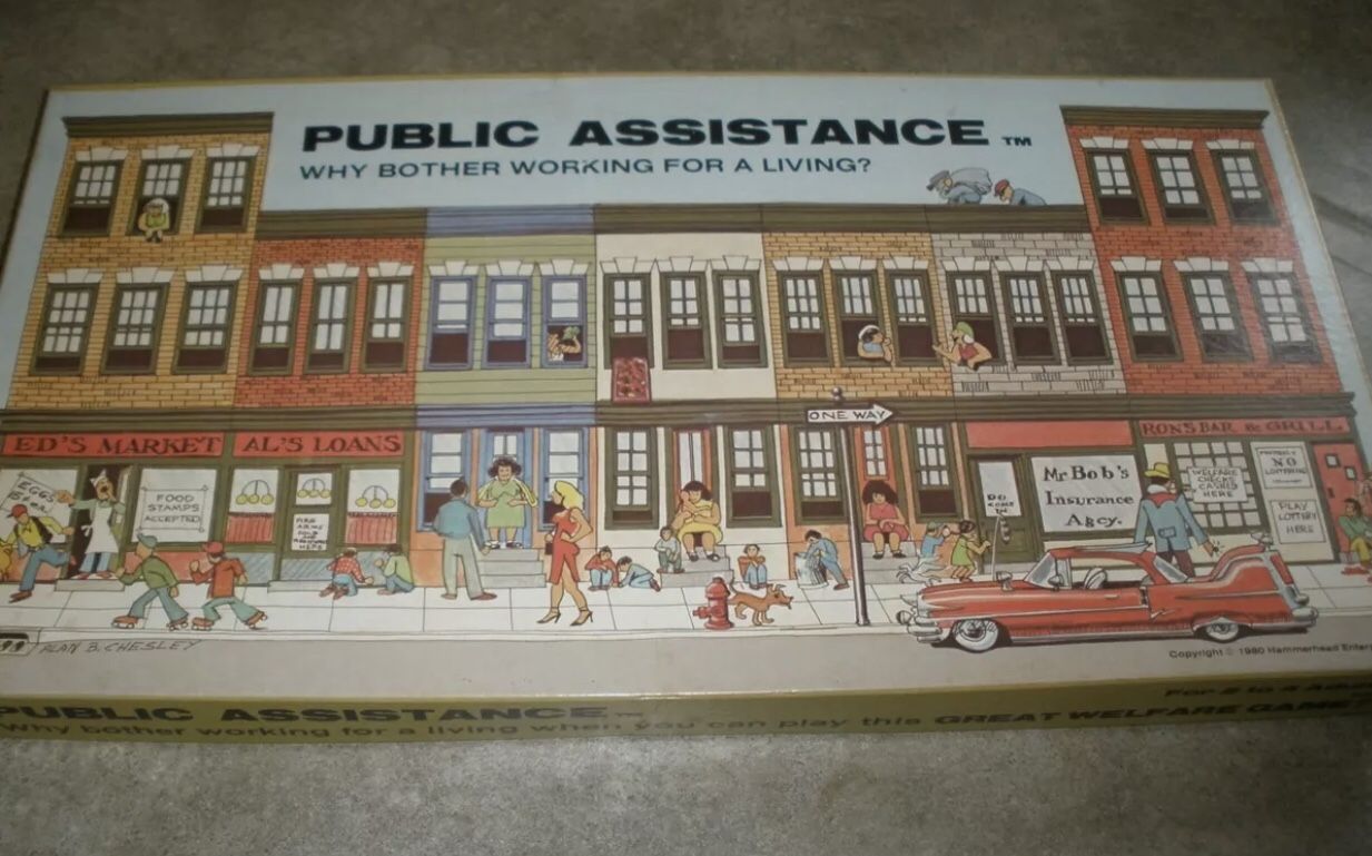 Public Assistance Vintage 1980 Board Game Banned Hammerhead Enterprises COMPLETE