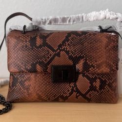 New Nicole Miller Snakeskin Print Chain Crossbody Handbag