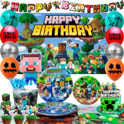 113pcs Minecraft Birthday Party Decorations Set (New, Unopened)