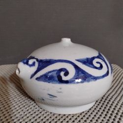 Large Antique Japanese Pottery Calligraphy Suiteki Water Dropper