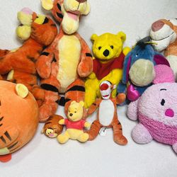 Disney Winnie the Pooh Plush Toy Lot Pooh Bear Tigger Piglet Eeyore