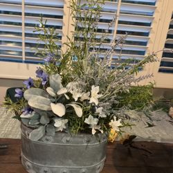Beautiful Artificial Flowers Arrangement in Rectangular Planter, Pre-Potted Table Centerpiece for Gifts Farmhouse Wedding Kitchen Windowsill Table She