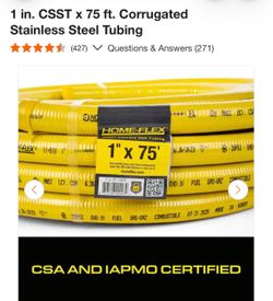 HomeFlex 1 in. CSST x 75 ft. Corrugated Stainless Steel Tubing