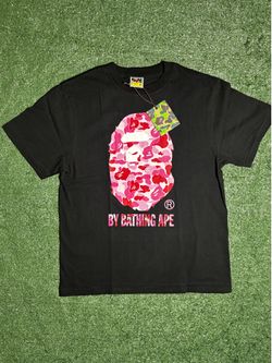 BAPE pink/red camouflage ape head graphic tee in size M New with tags
