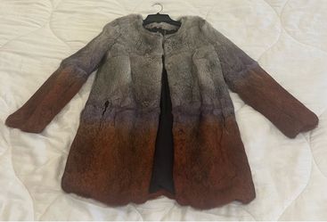 Ombre Rabbit Fur Coat Size Large