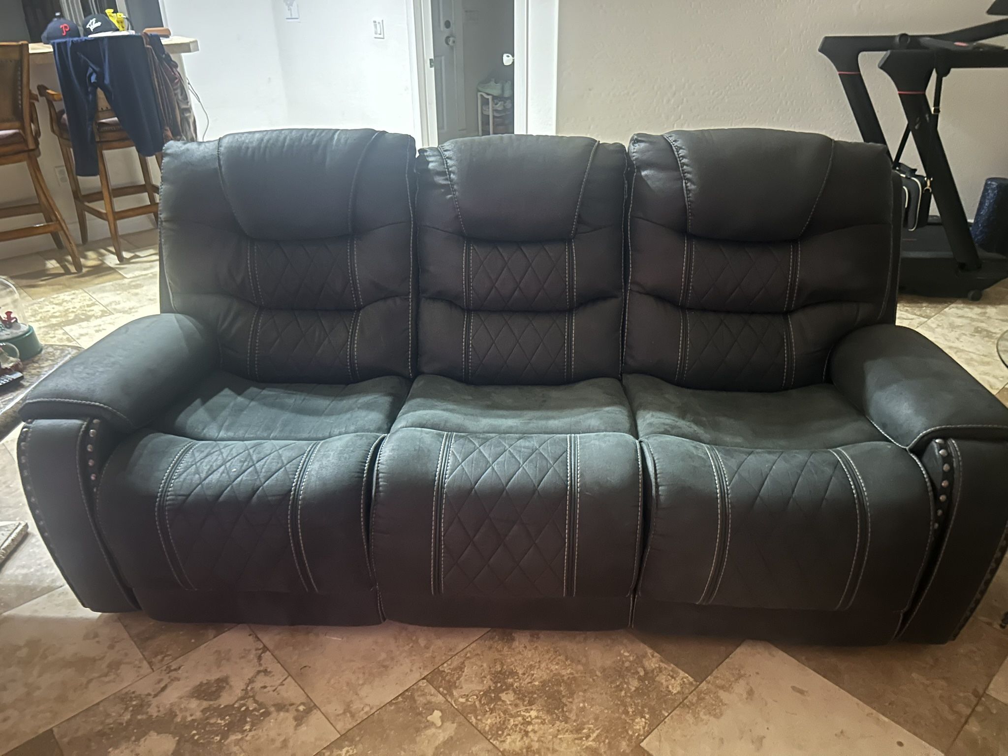 Two Couch Set, Black Upholstered, Normal Wear