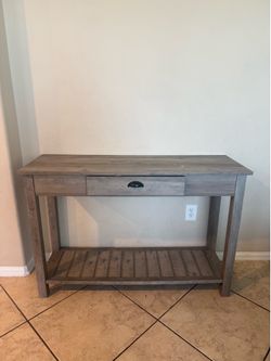 Rustic Gray Wood Console Table with Drawer